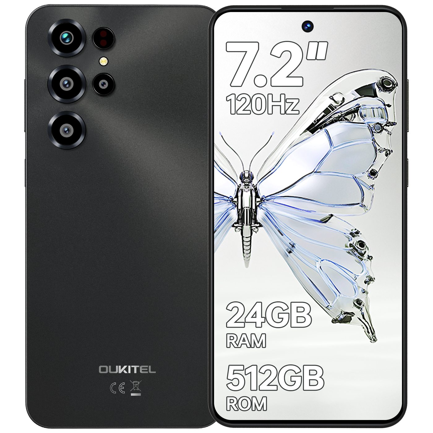 OUKITEL C68 Black - Front and Back View